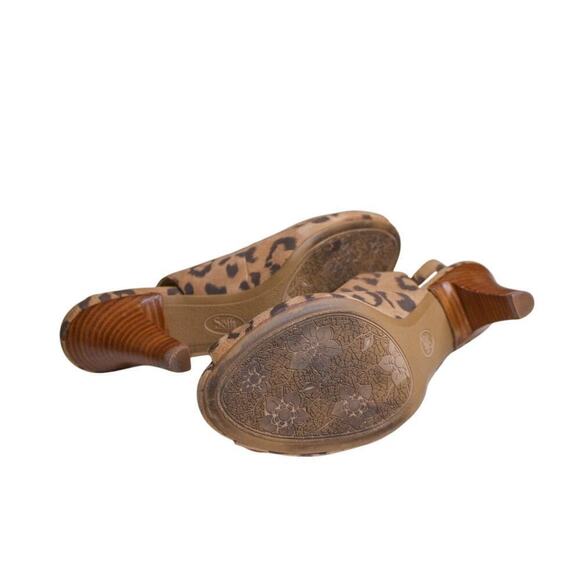 Sofft Leopard Print High Heel Sling Back Peep Toe Pumps Platform 8.5M - Picture 6 of 6